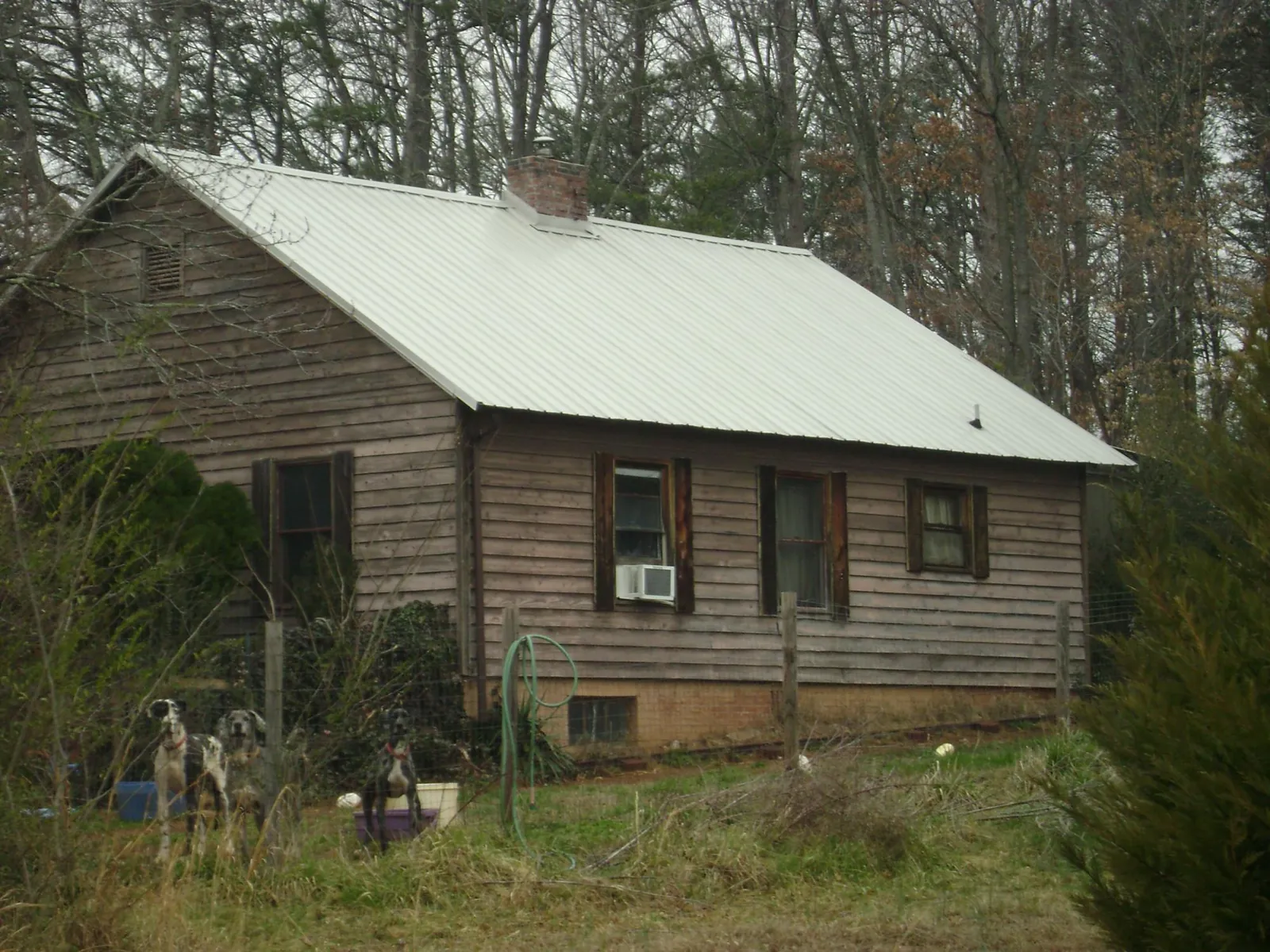 White metal roof on an old wood sided farmhouse, from a Asphalt Shingle Roof Repair job in Marne